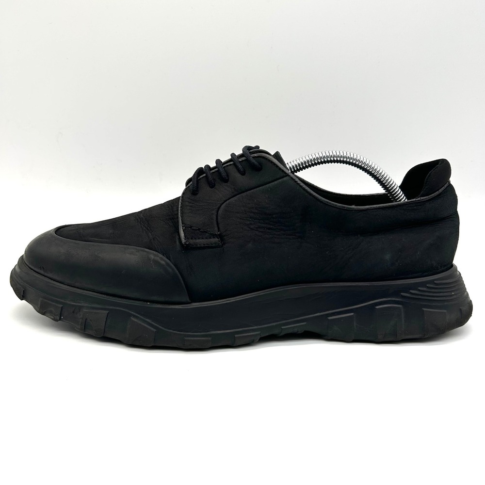 Boggi Milano Derby Shoes Men 44 10 Black Leather Lug Sole Hybrid Italy 2508